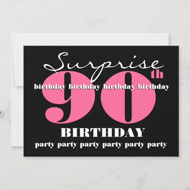 90th SURPRISE Birthday Party Invitation Template (Front)