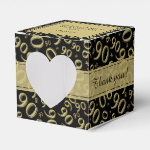 90th Thank You Birthday Black/Gold Number pattern Favour Box