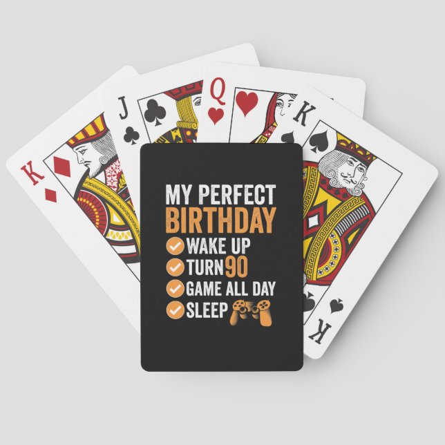 90th Turn 90 My Perfect Birthday Gaming Playing Cards (Back)