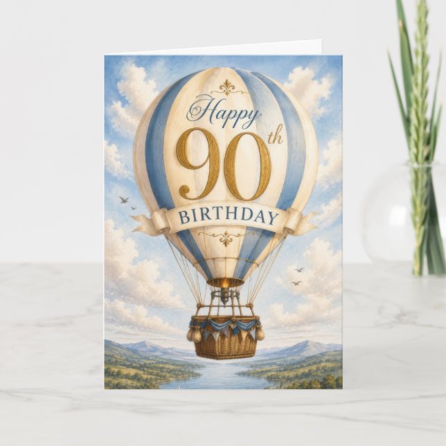 90th Vintage Birthday Card (Front)