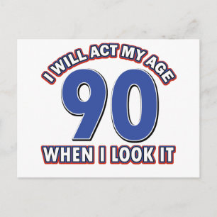 90th year birthday designs postcard