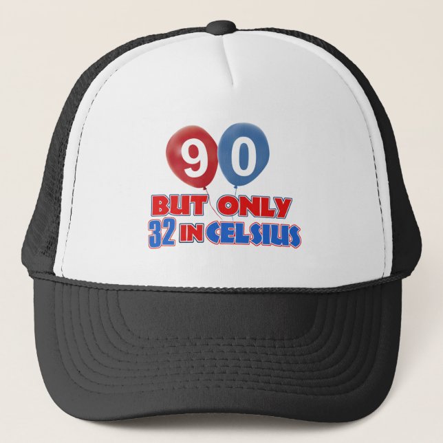 90th year birthday designs trucker hat (Front)