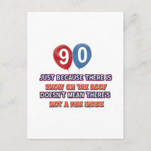 90th year old snow on the roof birthday designs postcard
