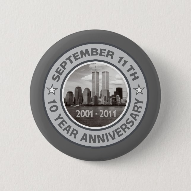 911 10 Year Anniversary 6 Cm Round Badge (Front)