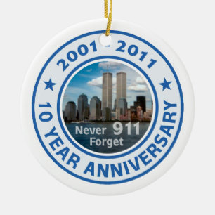 911 10 Year Anniversary Ceramic Ornament