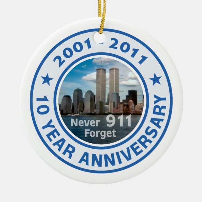 911 10 Year Anniversary Ceramic Ornament (Front)