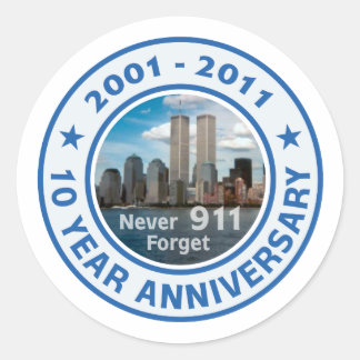 911 10 Year Anniversary Classic Round Sticker