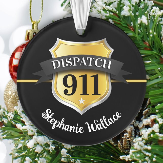 911 Dispatch Badge Personalised Ornament (Creator Uploaded)