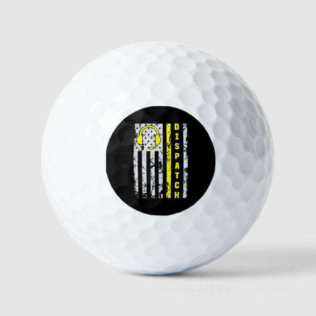 911 Dispatch Operator Thin Gold Line Dispatcher  Golf Balls (Front)