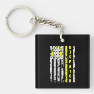 911 Dispatch Operator Thin Gold Line Dispatcher Key Ring