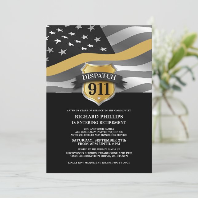 911 Dispatch Retirement Party Invitations (Standing Front)