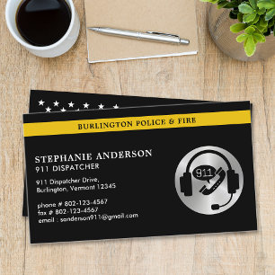 911 Dispatcher Custom Thin Gold Line Logo Business Card