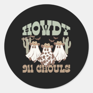 911 Dispatcher Dispatch Ghouls Halloween Ghost Wes Classic Round Sticker