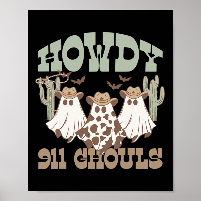 911 Dispatcher Dispatch Ghouls Halloween Ghost Wes Poster (Front)