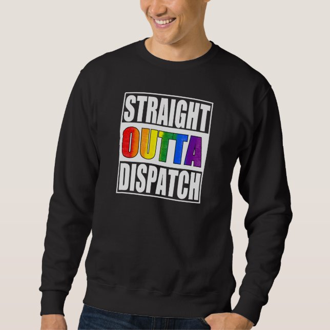 911 Dispatcher  Gay Pride LGBTQIA Thin Gold Line Sweatshirt (Front)