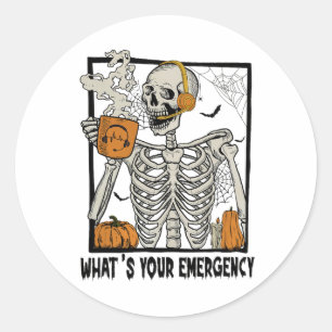 911 Dispatcher Halloween Skeleton What Your Emerge Classic Round Sticker