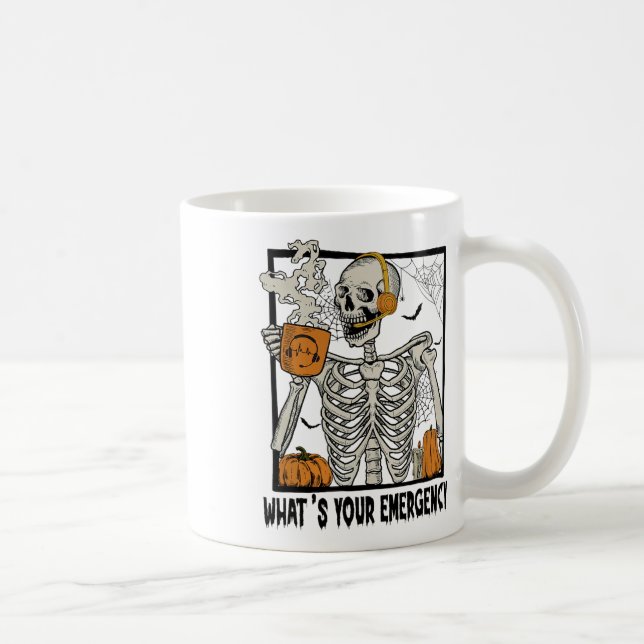 911 Dispatcher Halloween Skeleton What Your Emerge Coffee Mug (Right)