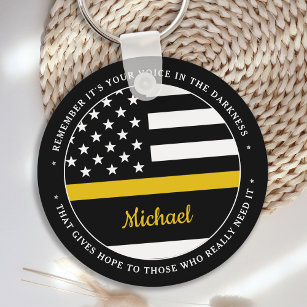 911 Dispatcher Personalised Thin Gold Line Key Ring