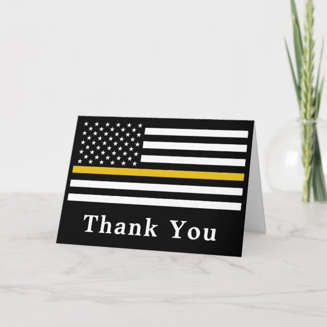 911 Dispatcher Personalised Thin Gold Line  Thank You Card (Front)