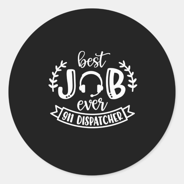 911 dispatcher, responder, gold line classic round sticker (Front)