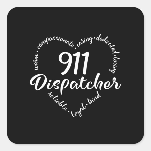 911 dispatcher, responder, police, thin blue line square sticker (Front)