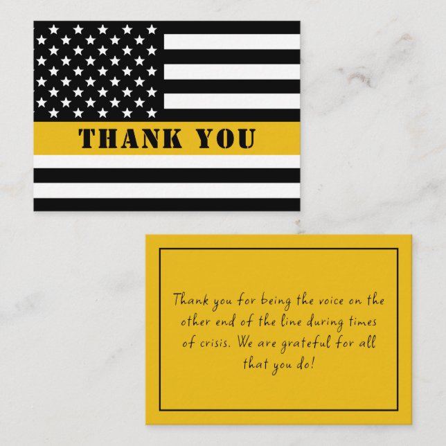 911 Dispatcher Thin Gold Line Flag Appreciation Card (Front/Back)