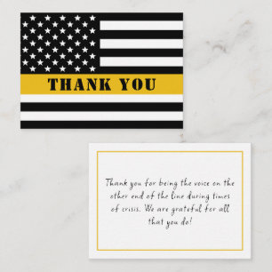 911 Dispatcher Thin Gold Line Flag Appreciation Card