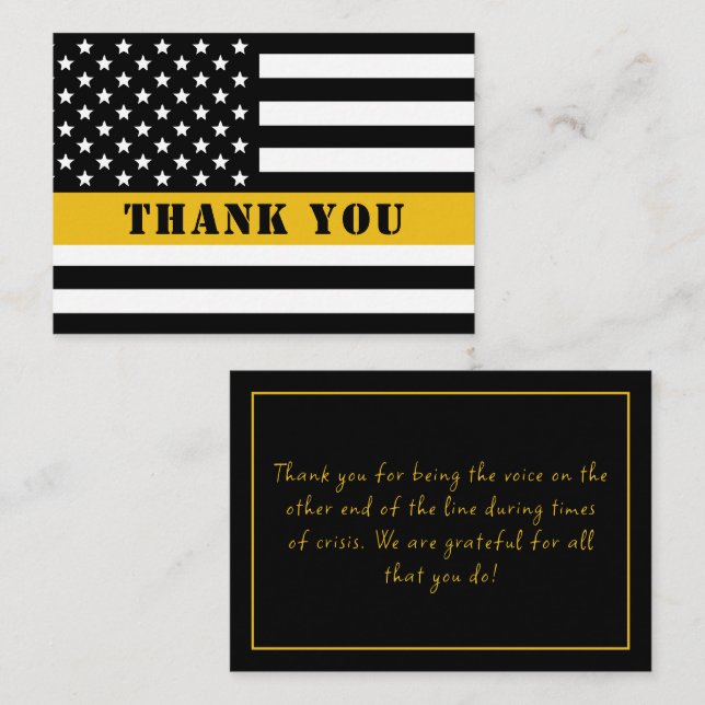 911 Dispatcher Thin Gold Line Flag Appreciation Card (Front/Back)