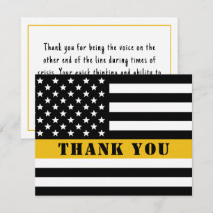 911 Dispatcher Thin Gold Line Flag Appreciation Thank You Card