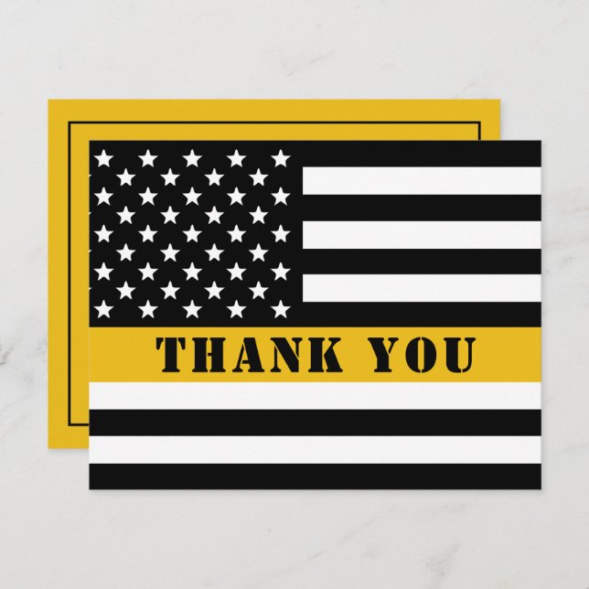 911 Dispatcher Thin Gold Line Flag Appreciation Thank You Card (Front/Back)