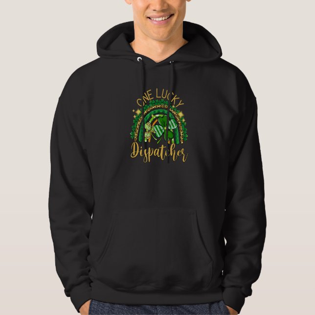 911 Dispatcher  Thin Gold Line St Patricks Day Hoodie (Front)