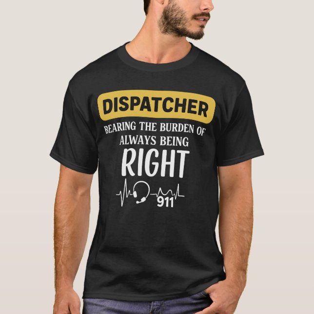 911 Dispatcher Thin Gold Line T-Shirt (Front)