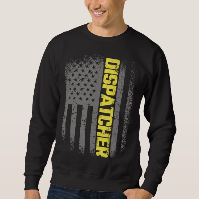 911 Dispatcher Thin Gold Line US Flag Emergency Di Sweatshirt (Front)