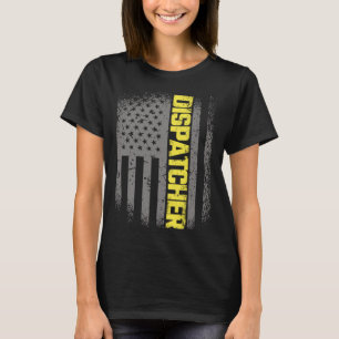 911 Dispatcher Thin Gold Line US Flag Emergency Di T-Shirt