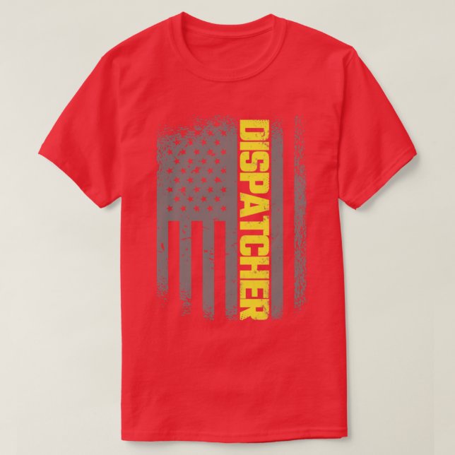 911 Dispatcher Thin Gold Line US Flag Emergency Di T-Shirt (Design Front)