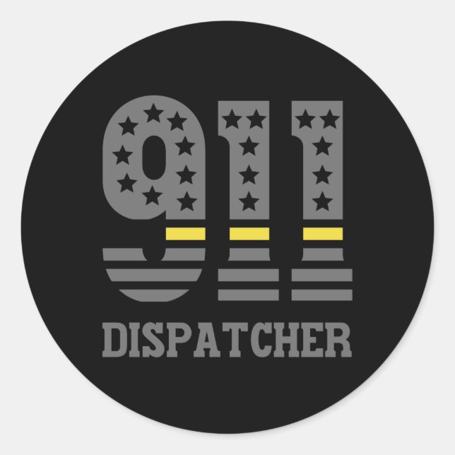911 Dispatcher USA Flag Thin Yellow Line Emergency Classic Round Sticker (Front)