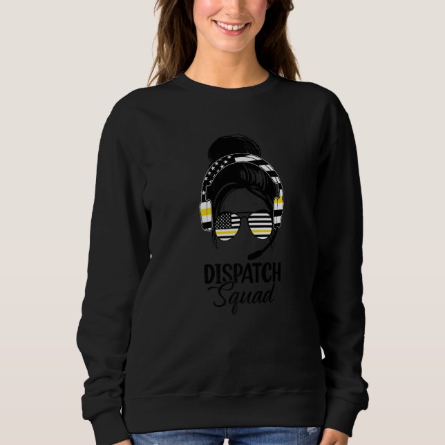 911 Dispatcher Week Dispatch Squad American Flag M Sweatshirt (Front)