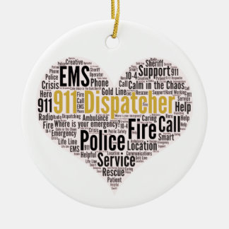 911 Dispatcher Word Cloud Ceramic Ornament
