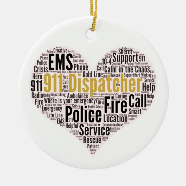 911 Dispatcher Word Cloud Ceramic Ornament (Front)