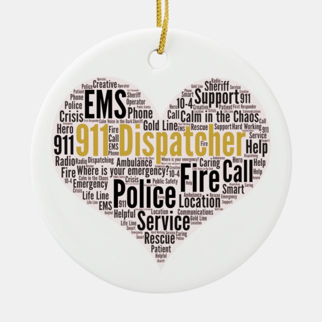 911 Dispatcher Word Cloud Ceramic Ornament (Front)