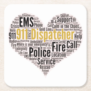 911 Dispatcher Word Cloud Square Paper Coaster
