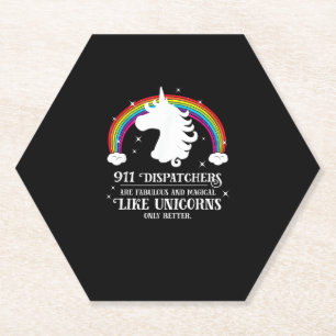 911 Dispatchers Fabulous Magical Like Unicorns Fun Paper Coaster