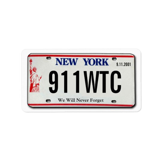 911 Memorial NY License Plate Avery Label Address Label
