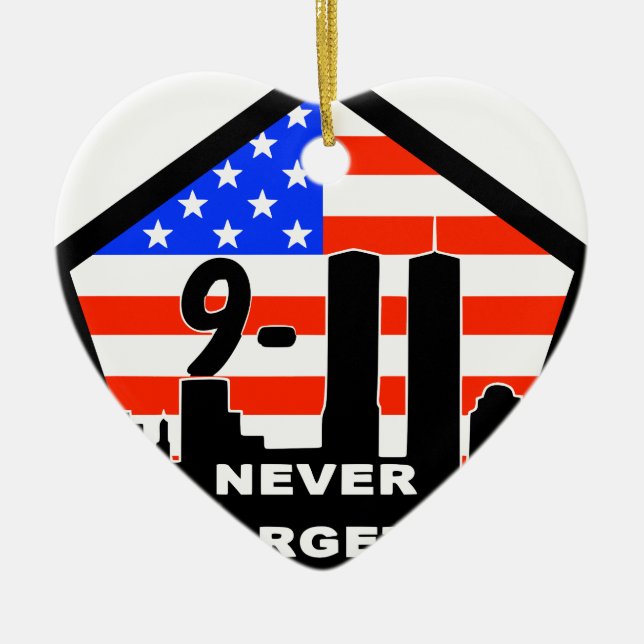 911 never forget ceramic ornament (Front)