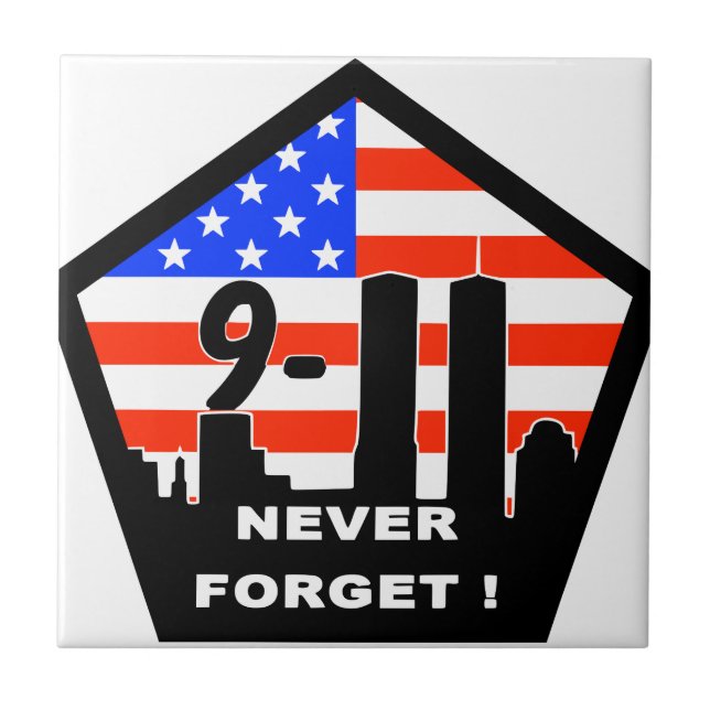 911 never forget ceramic tile (Front)