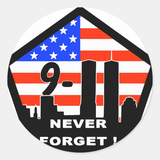 911 never forget classic round sticker (Front)