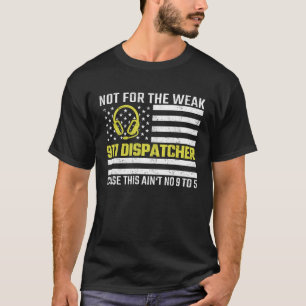 911 Operator US Flag Thin Gold Line Emergency Disp T-Shirt