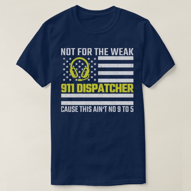 911 Operator US Flag Thin Gold Line Emergency Disp T-Shirt (Design Front)