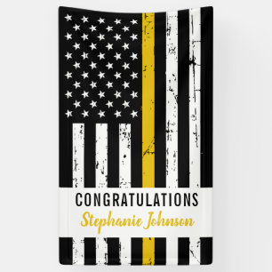 911 Police Dispatcher Thin Gold Line Party Banner