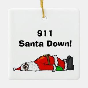 911 Santa Down Christmas Ornament